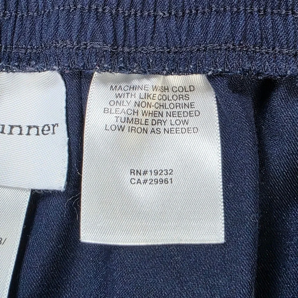 Alfred Dunner Pull On Pants Women's Size 12 Navy Blue Elastic Back Straight Leg‎